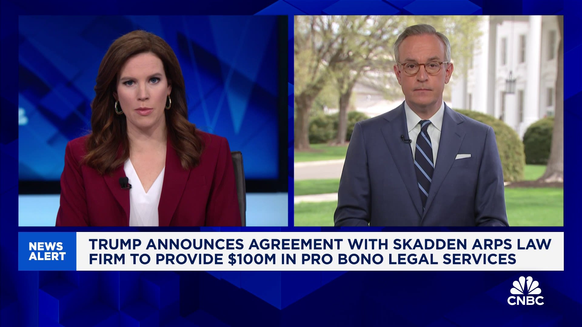 Trump says Skadden, Arps law firm will provide $100 million in pro bono legal services