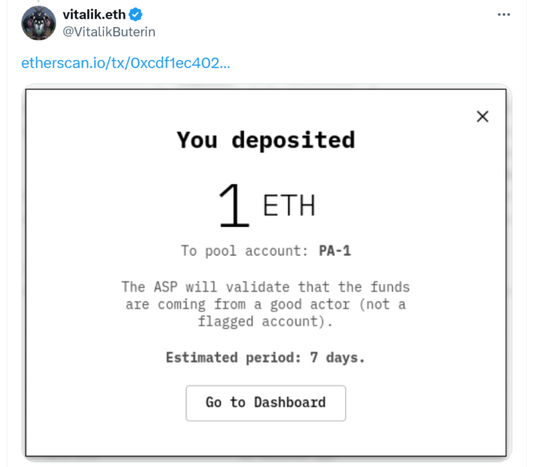 Privacy Pools launch on Ethereum, with Vitalik demoing the feature