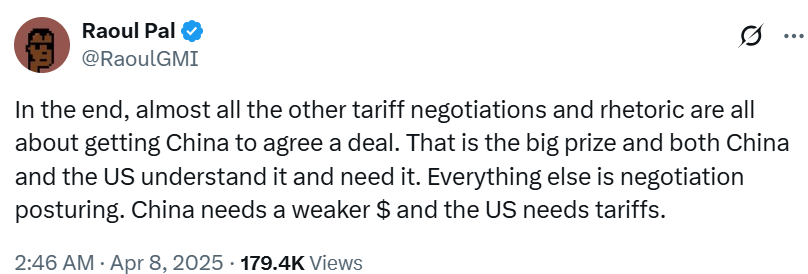 Trump tariff negotiations are ‘all about’ China deal — Raoul Pal
