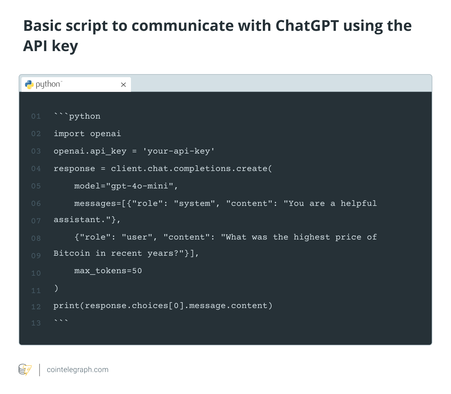 Basic script to communicate with ChatGPT using the API key