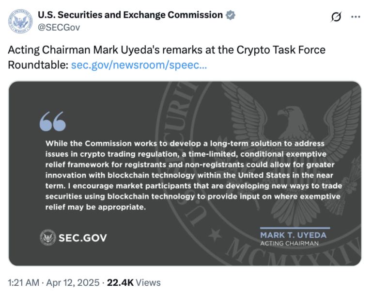 US crypto industry needs band-aid now, 'long-term solution' later — Uyeda