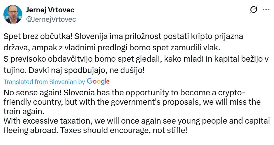 Slovenia’s finance ministry floats 25% tax on crypto transactions