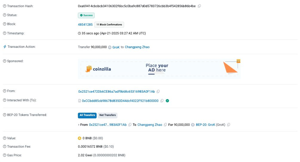 CZ receives fake ‘Grok’ coins amid new wave of Elon Musk scam tokens