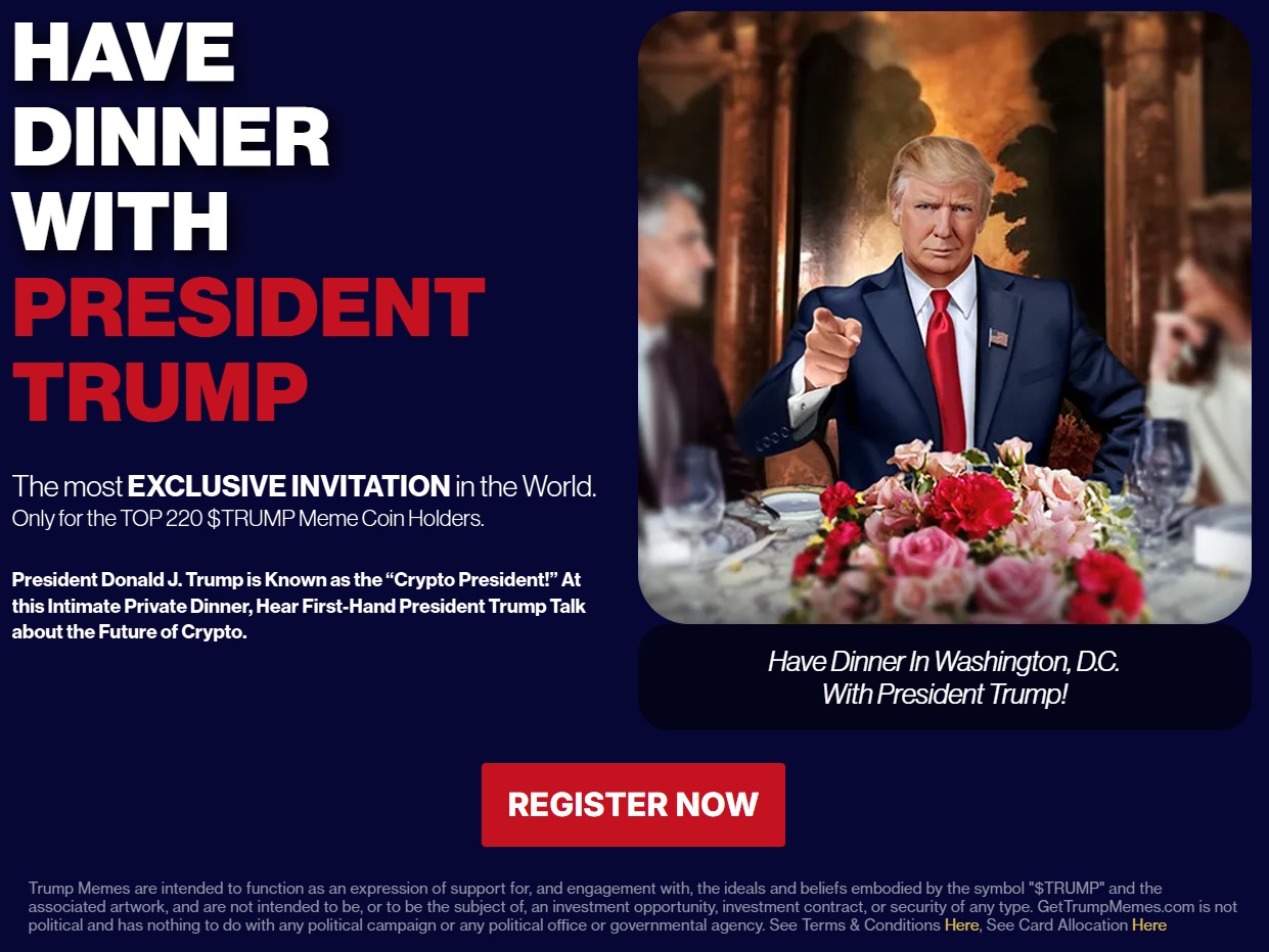 US Senator calls for Trump impeachment, cites memecoin dinner