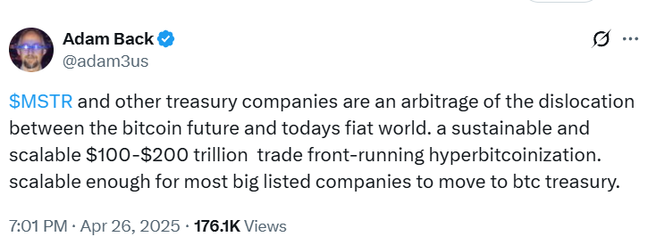Bitcoin treasury firms driving $200T hyperbitcoinization — Adam Back