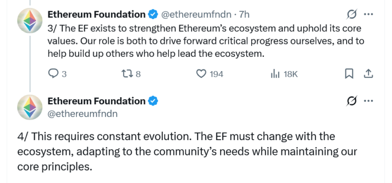 Ethereum Foundation shuffles leadership, splits board and management