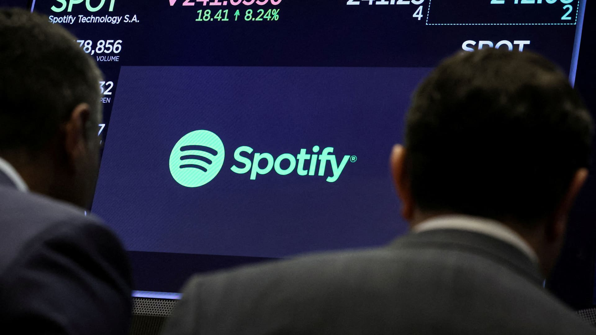 Stocks making the biggest moves midday: Spotify, Regeneron, Hims & Hers, Pfizer and more