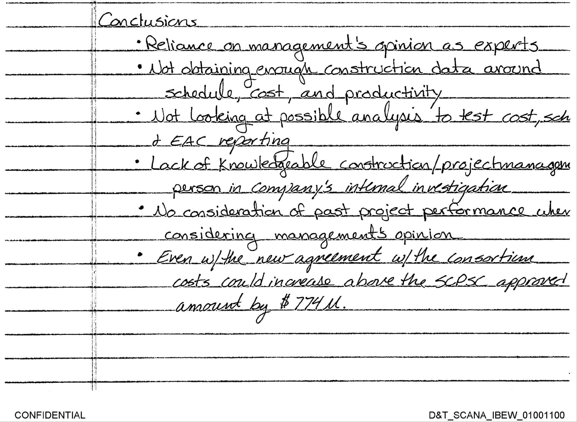 Evidence submitted in a lawsuit against Deloitte said the audit firm conducted little oversight of South Carolina utility Scana