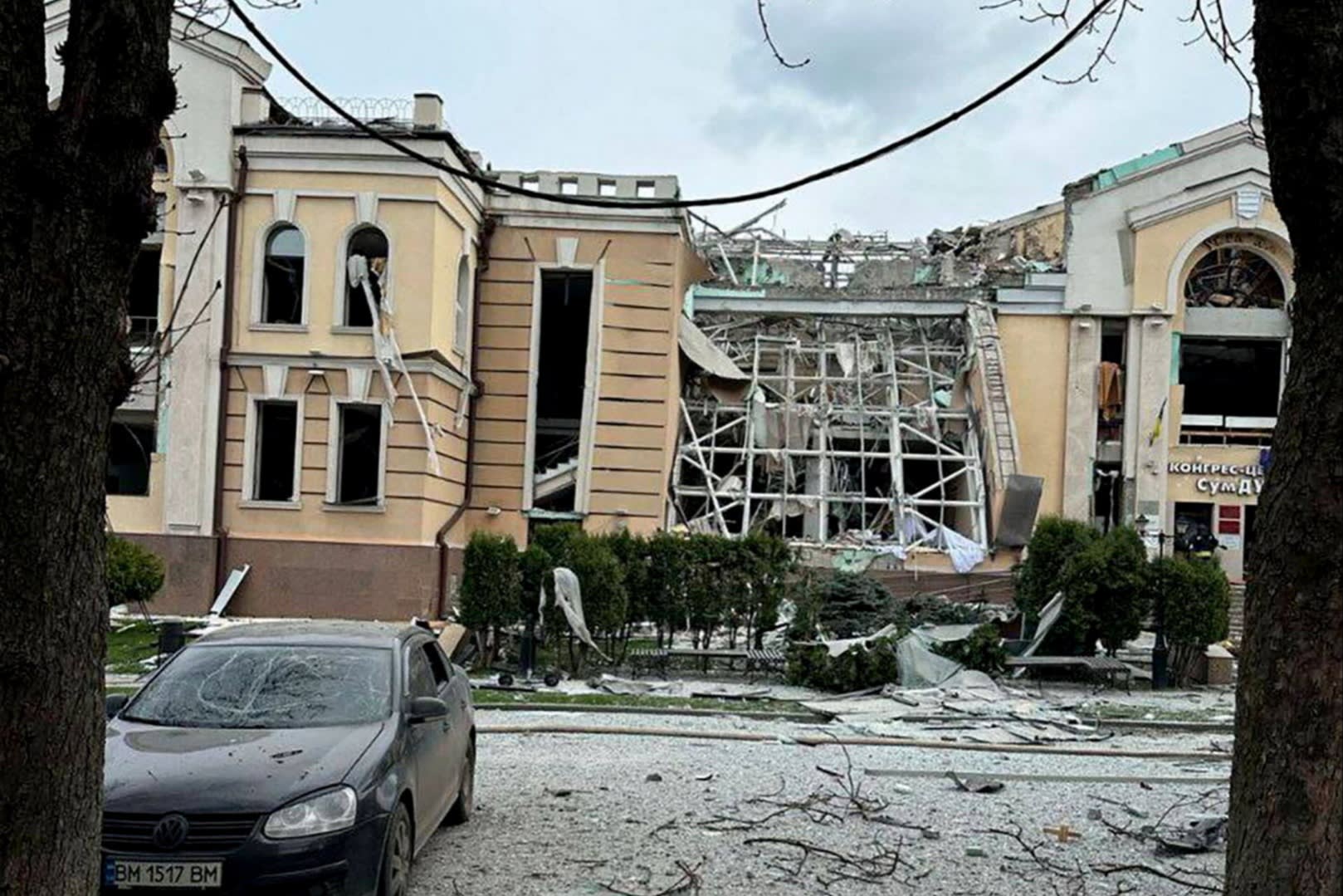 Sumy State University Congress Centre damaged buildings