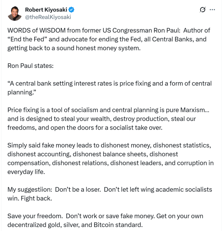 Robert Kiyosaki says ditch ‘fake money’ for Bitcoin, gold and silver