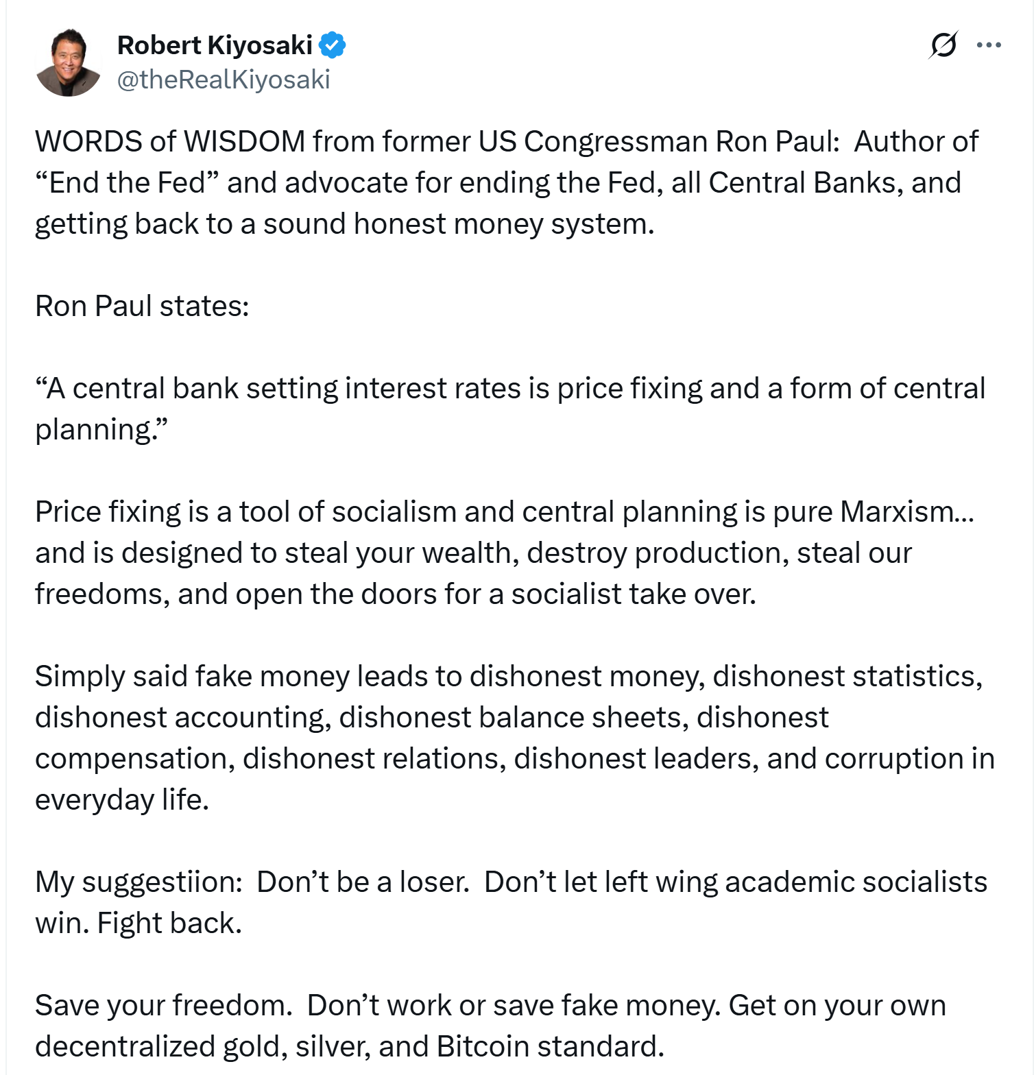 Robert Kiyosaki says ditch ‘fake money’ for Bitcoin, gold and silver