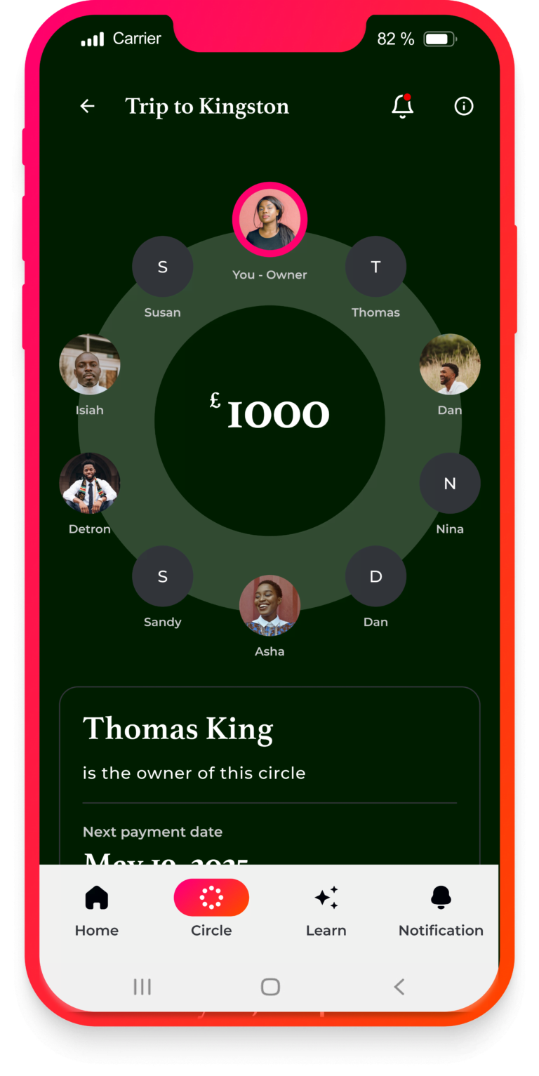 A user sets up a money circle in the Bloom Money app.