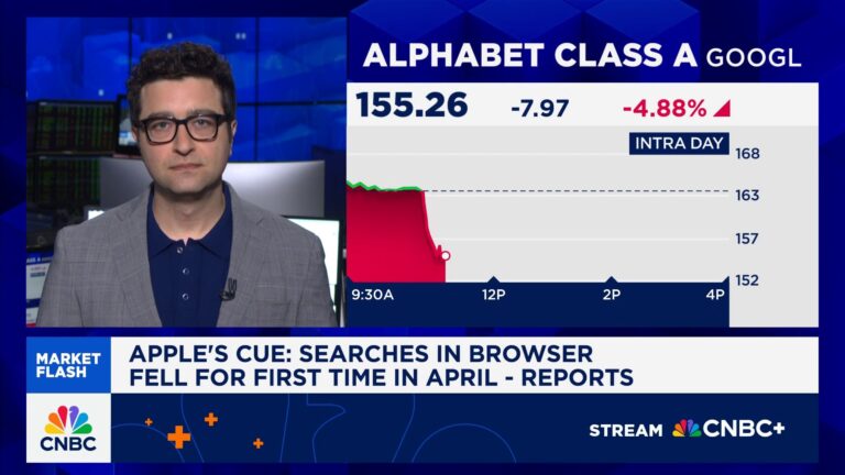 Apple says searches in Google browser fell for the first time in April