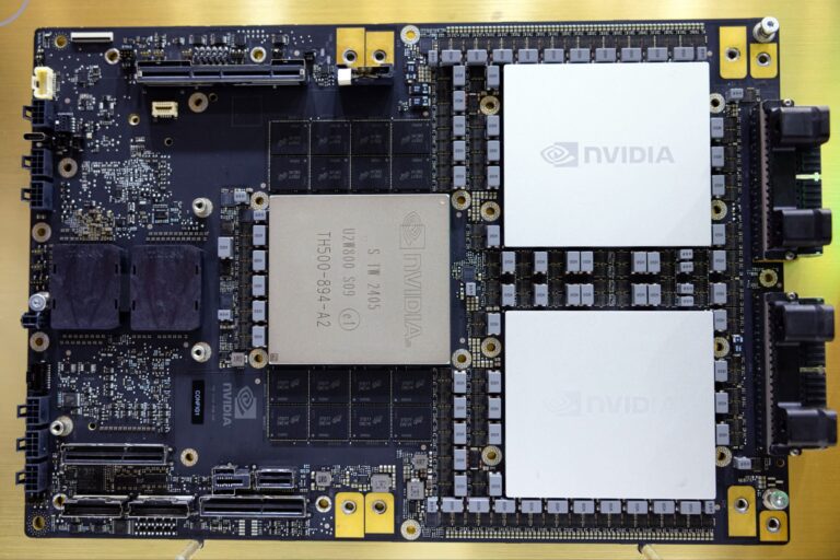 Nvidia’s GB200 Grace/Blackwell CPU/GPU unit on display at the Computex conference in Taiwan