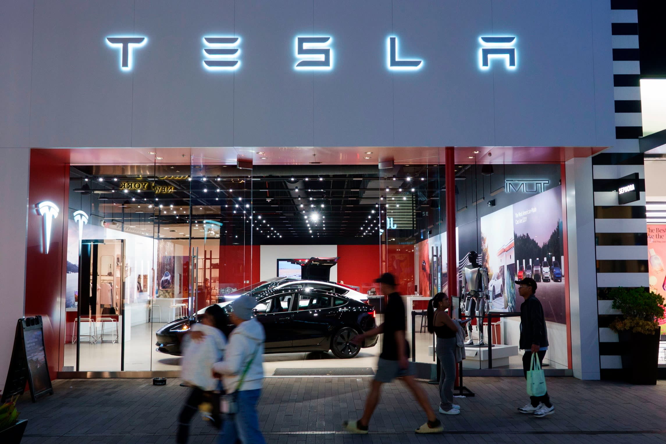 A Tesla showroom in San Diego, California