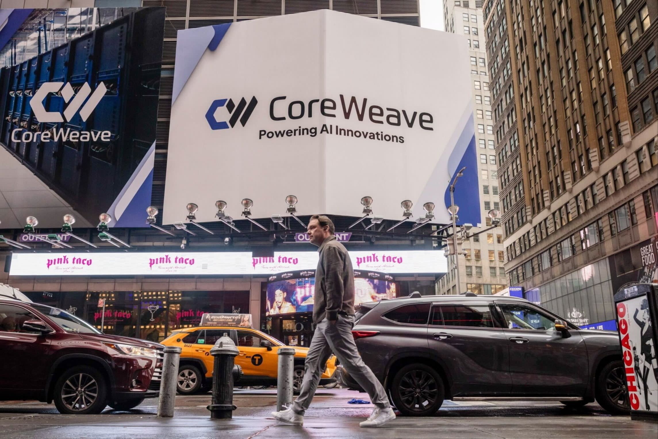 CoreWeave sign in Times Square, New York