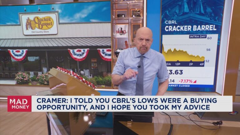 Cracker Barrel's lows were a buying opportunity, I hope you took my advice, says Jim Cramer