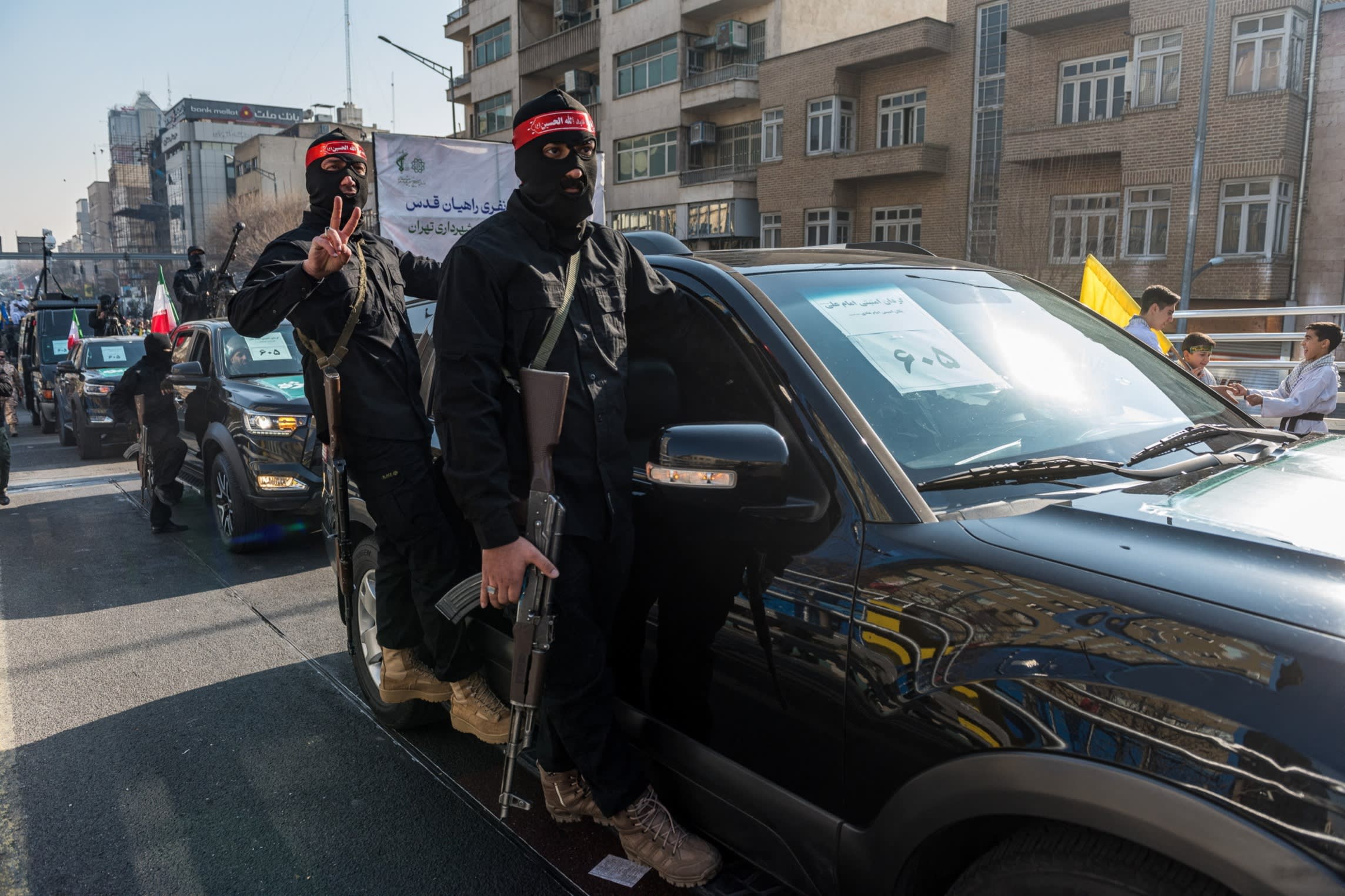 Masked Iranian Basij militants