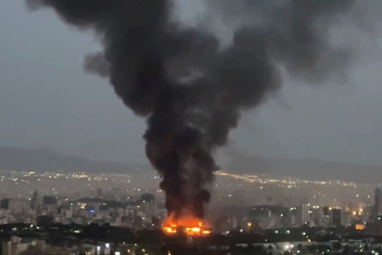 Smoke rises from a fire, as the Israel-Iran air war continues, in Tehran