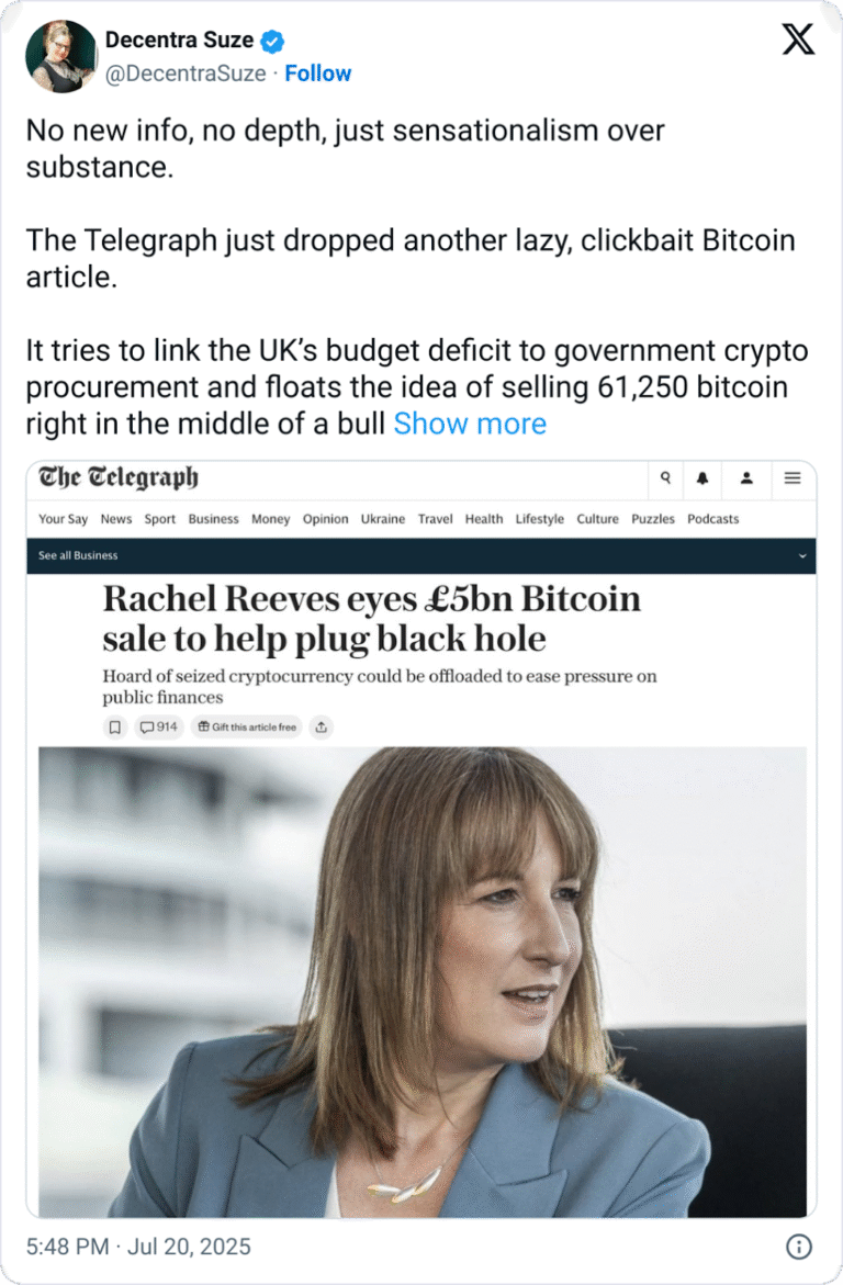 UK working to sell $7B in seized Bitcoin to boost budget: Report