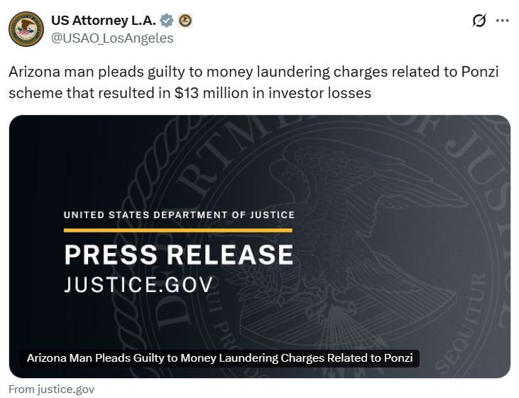 Key player in $13M crypto Ponzi scheme pleads guilty