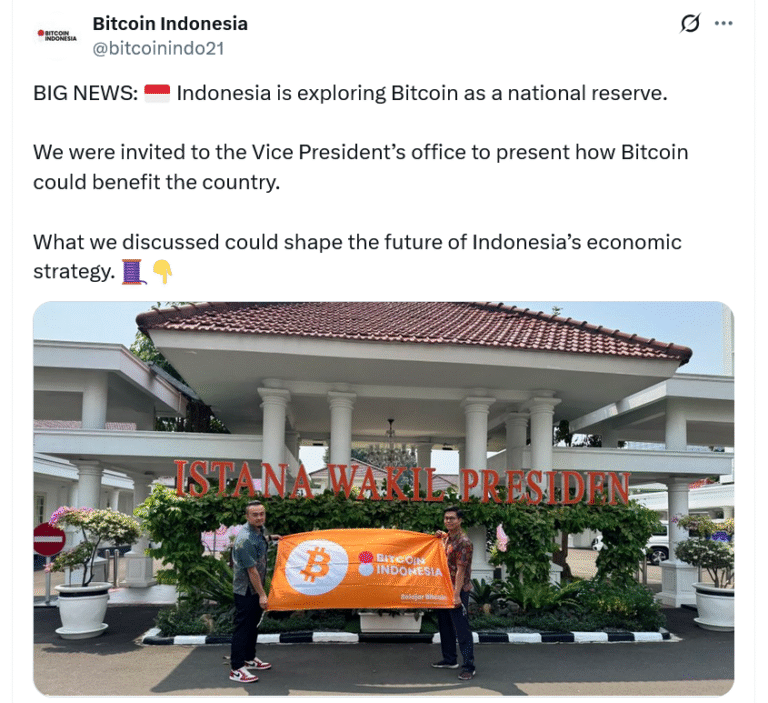 Indonesia is exploring a national Bitcoin reserve, says local group