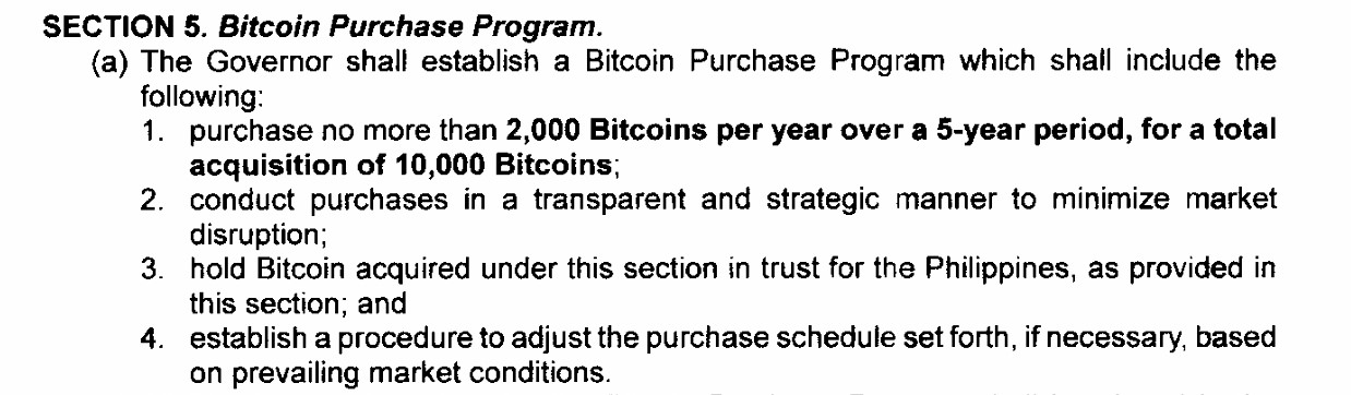 Philippine bill charts path to strategic reserve with 10,000 Bitcoin
