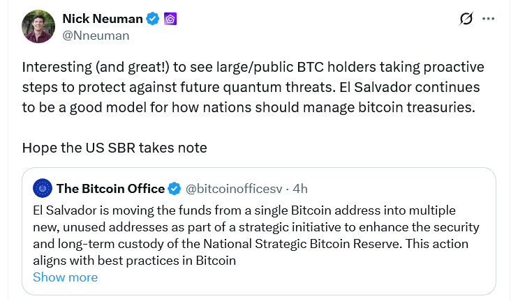 El Salvador splits $678M Bitcoin across 14 wallets to reduce quantum risk