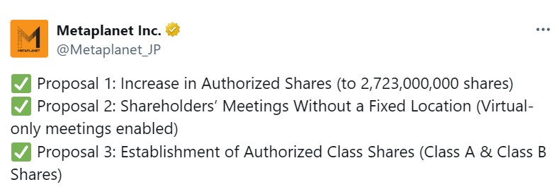 Metaplanet clears path for $3.7B Bitcoin accumulation strategy
