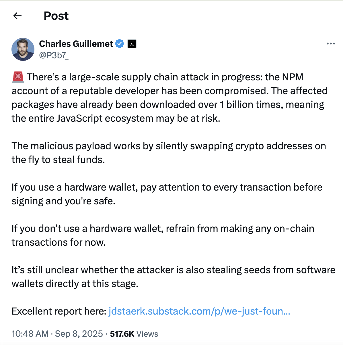 Crypto users urged to take extreme care as NPM attack injects malware into core JavaScript libraries