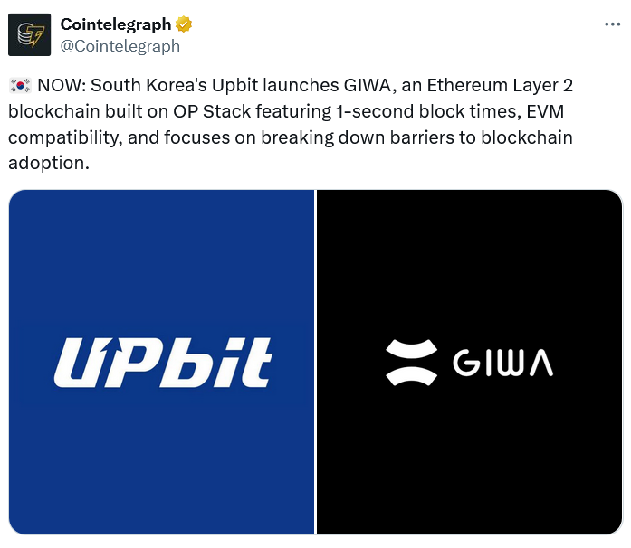 South Korea’s largest crypto exchange Upbit launches Ethereum L2