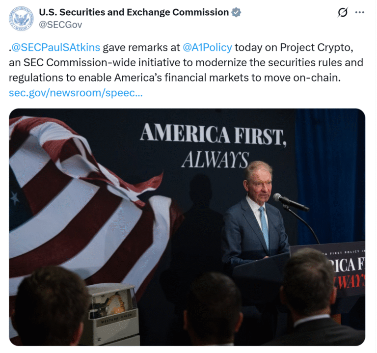 SEC chair says most tokens are not securities, backs ‘super-app’ platforms