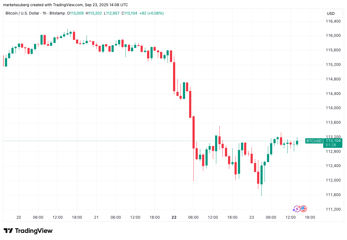 Bitcoin struggles at $113K as Fed's Bowman hints at faster rate cuts