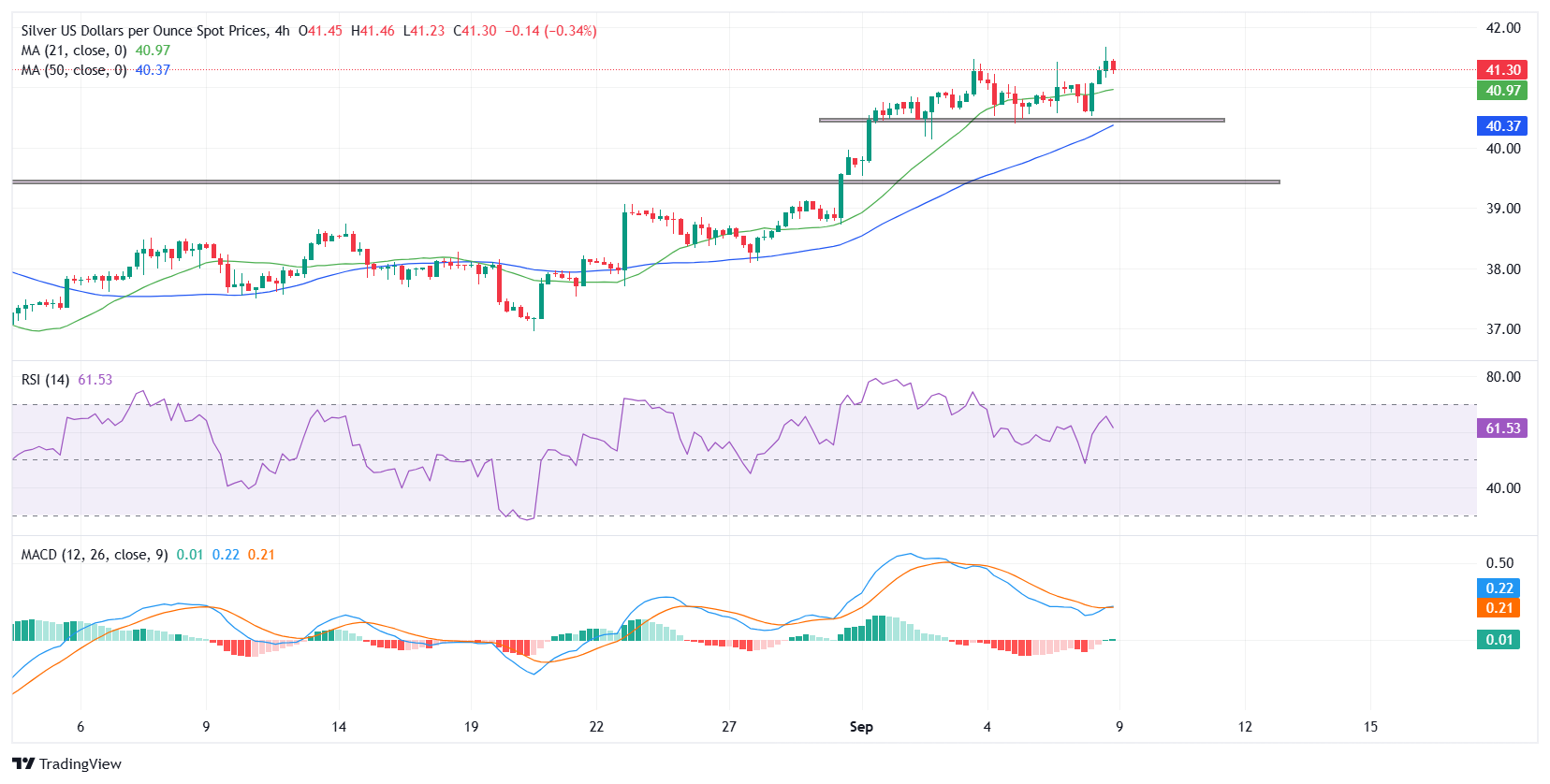 Silver Price Forecast: XAG/USD consolidates gains, momentum favors bulls above $41.00