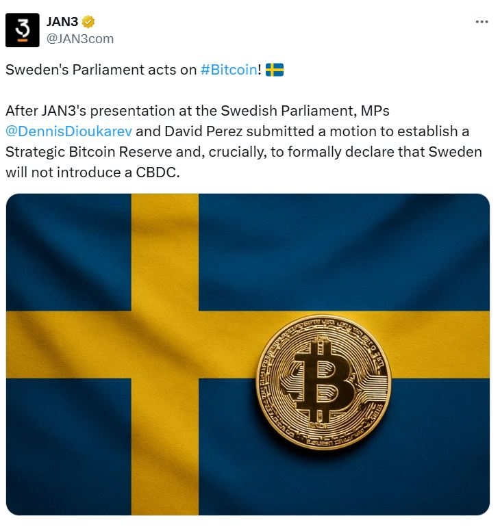 Sweden eyes entering the Bitcoin ‘digital arms race’