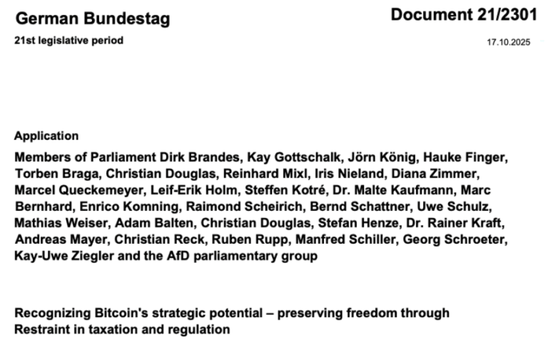 Germany’s AfD urges government to treat Bitcoin as strategic asset