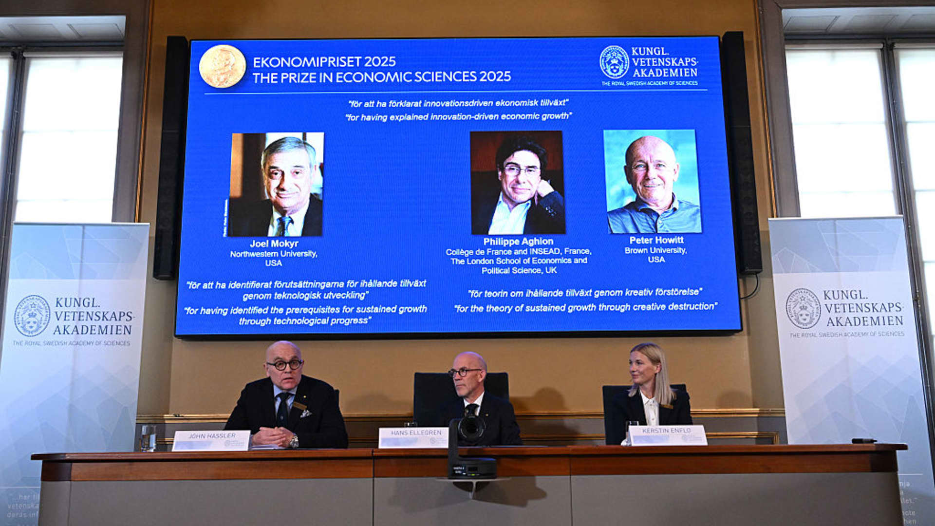 Mokyr, Aghion and Howitt win 2025 Nobel economics prize