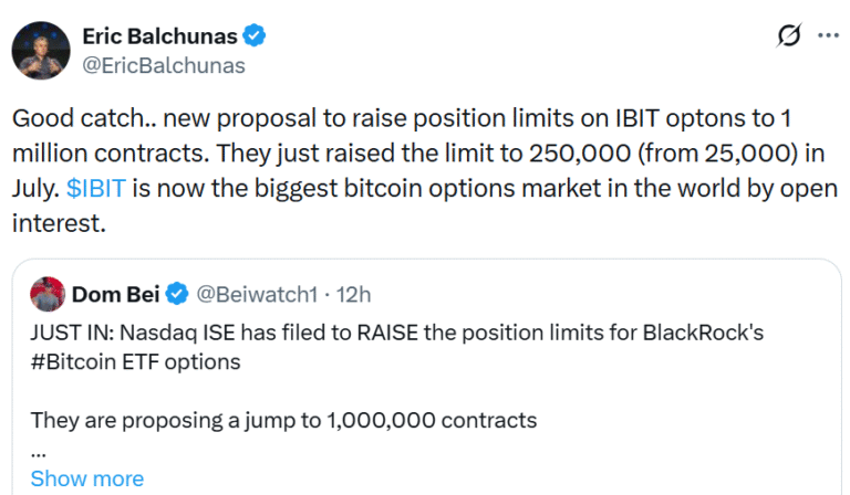 Nasdaq seeks to ‘super-size’ option limits for BlackRock's Bitcoin ETF