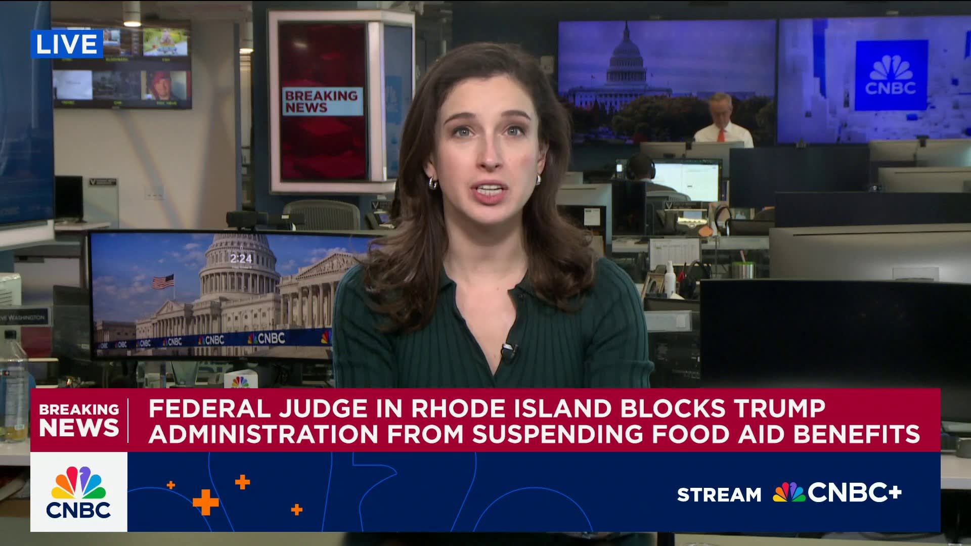 Federal judge blocks Trump administration from suspending food aid benefits