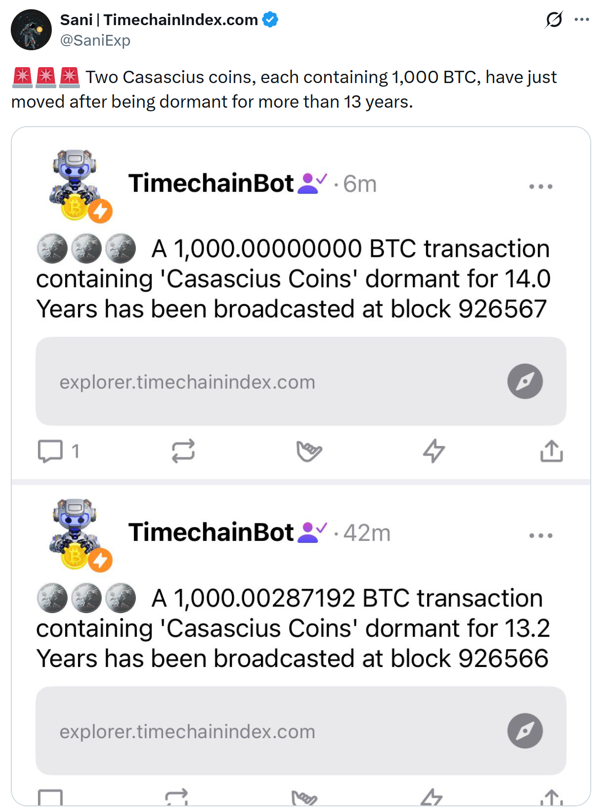 2,000 Bitcoin on the move: Rare Casascius coins awaken after 13 years