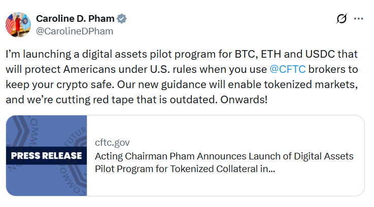 CFTC pilot opens path for crypto as collateral in derivative markets