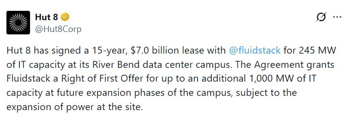Bitcoin miner Hut 8 lands $7B Google-backed AI data center lease
