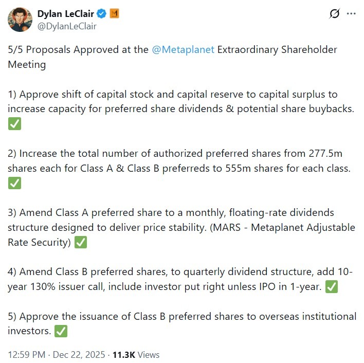 Metaplanet clears issuance of dividend-paying shares for overseas institutions
