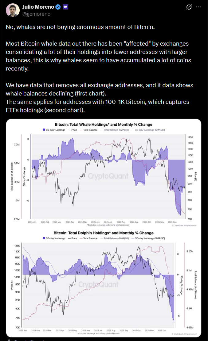 Bitcoin Whale Accumulation Overstated as Long-Term Holders Begin Buying