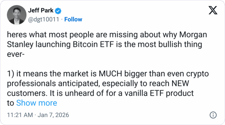 Morgan Stanley Bitcoin ETF Will Build Firm's Clout: Exec