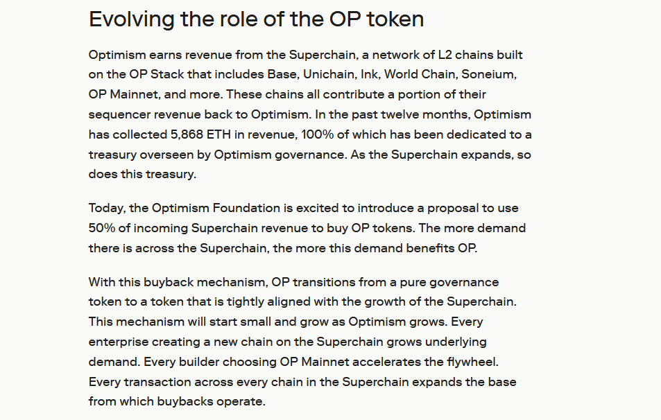 Optimism Proposes Using 50% Of Superchain Revenue To Buy Back OP Tokens