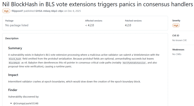 Babylon Code Vulnerability Risks Block Production Slowdown