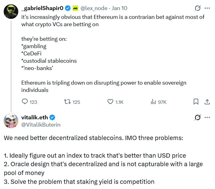 Vitalik Wants Better Decentralized Stablecoins on Ethereum