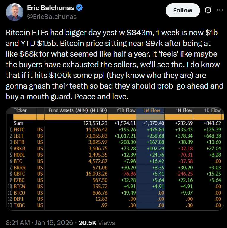 Bitcoin Price Rallies in January as ETF inflows signal demand shift