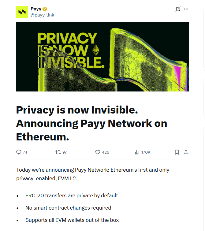 Payy Launches As Ethereum’s First Privacy-Enabled EVM L2